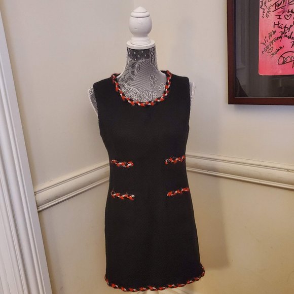 chanel classic black dress Vintage CHANEL Boutique LBD Black Classic Short Sleeves Evening Dress Gown Wool Sz. 38 4 6 Small
